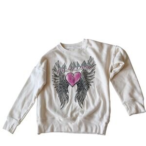 Abercrombie Kids Def Leppard Heartbreak Graphic Sweatshirt 9/10 Cream Concert